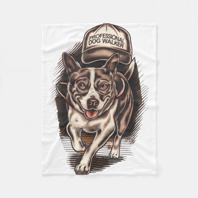 Couverture Polaire Dog Waking Professional Dog Walker Hat Graphic  (Devant)
