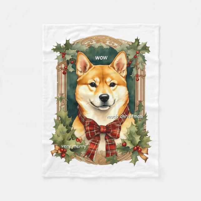 Couverture Polaire Doge Christmas Swea Shiba Inu Mens Long  (Devant)