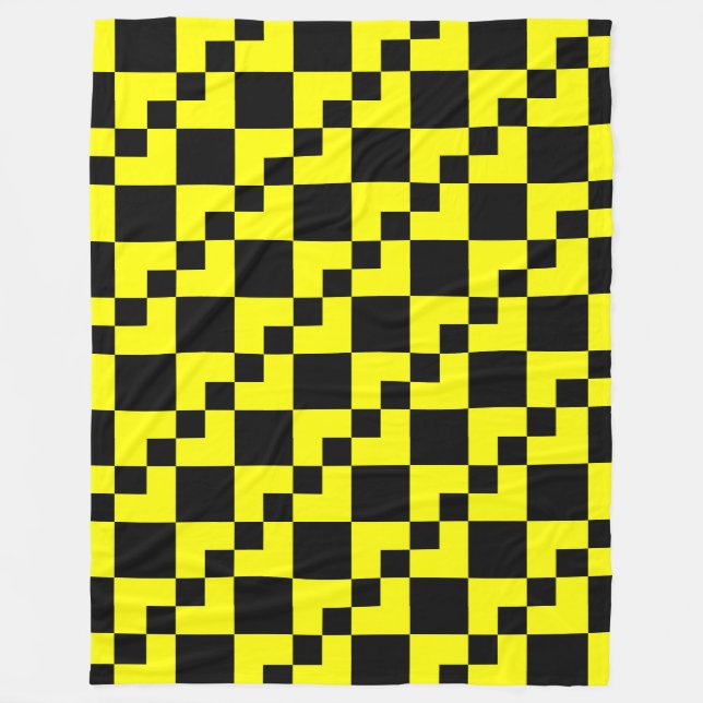 Couverture Polaire Domino en Patchwork - Jaune et Noir (Devant)