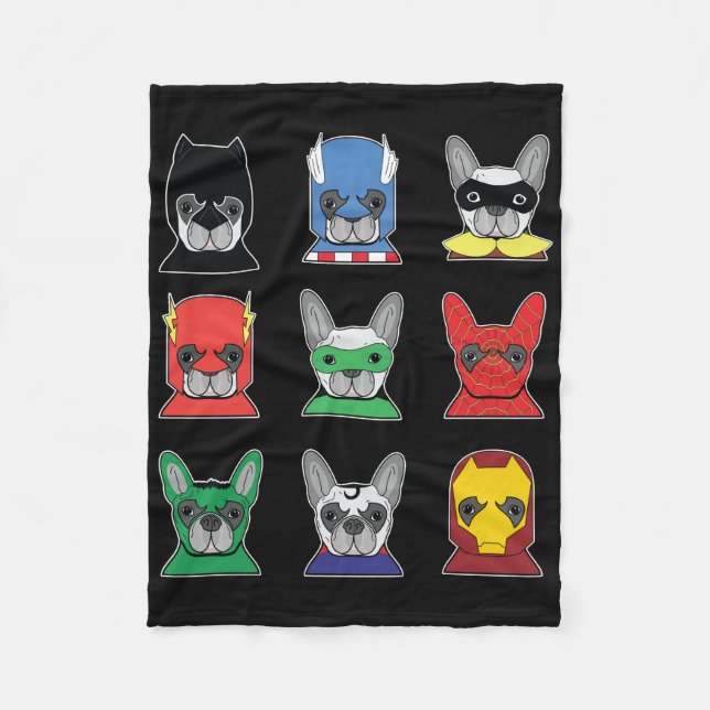 Couverture Polaire Don de chien | French Bulldog Designs Super Hero (Devant)