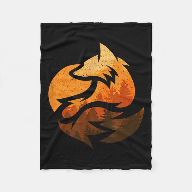 Couverture Polaire Don De Design Animal Fox Avec Nature Trees Chasse (Devant)