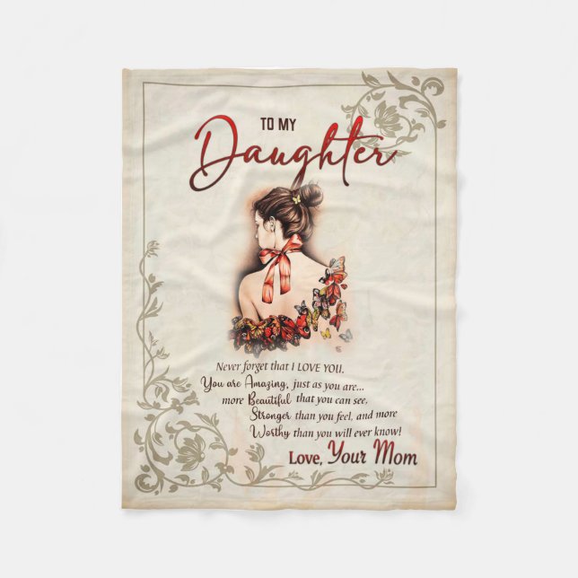 Couverture Polaire Don de fille | Lettre À Ma Fille De Maman (Devant)
