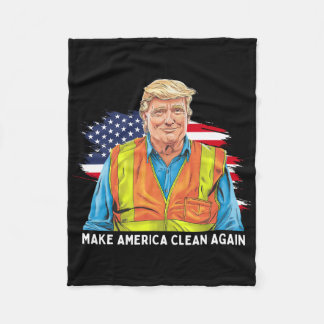 Couverture Polaire Donald Trump portant un gilet de travailleur de ga