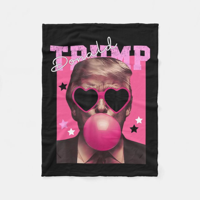 Couverture Polaire Donald Trump soufflant la bulle de gomme Sungilles (Devant)