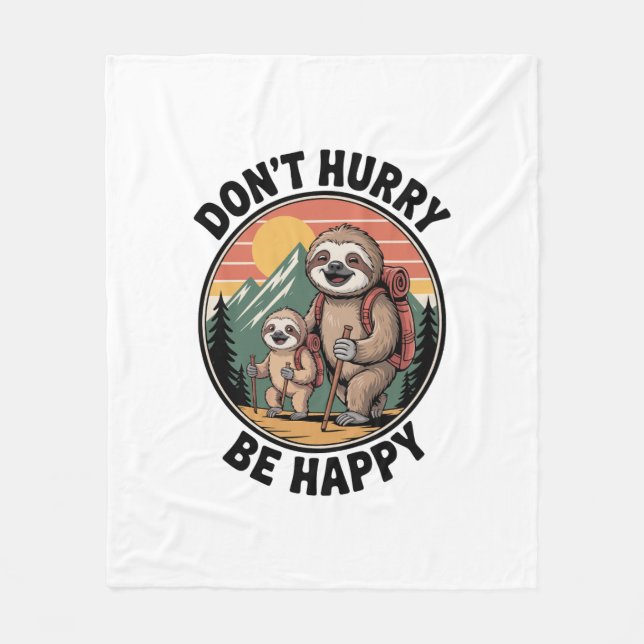 Couverture Polaire Don't Hurry, Be Happy Official Sloth Hiking Team (Devant)
