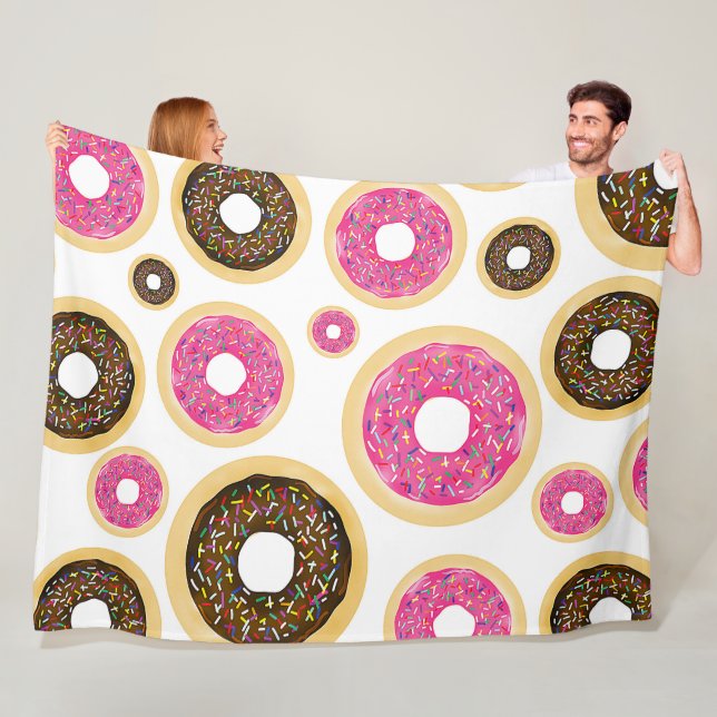 Couverture Polaire Donuts aux paillettes roses et marron, modernes, a (En situation)