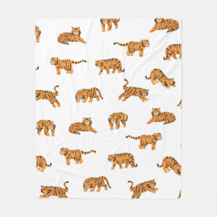 Couverture Polaire Doodle animal tigre japonais sans soudure main vin