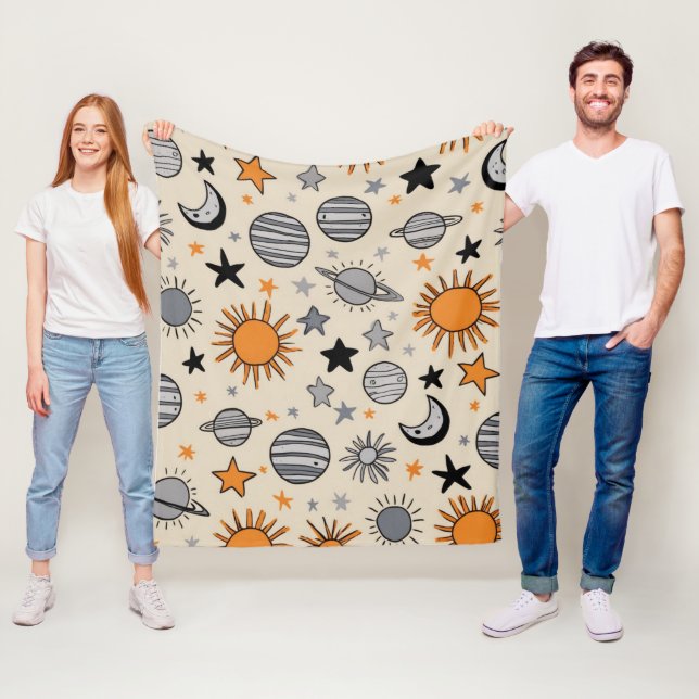 Couverture Polaire Doodle céleste fantaisiste (En situation)