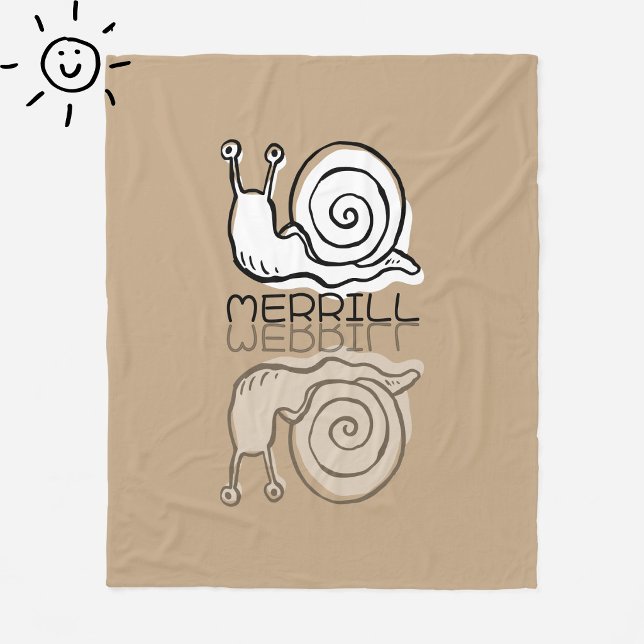 Couverture Polaire Doodle de réflexion de joli escargot brun Nom pers (Créateur téléchargé)