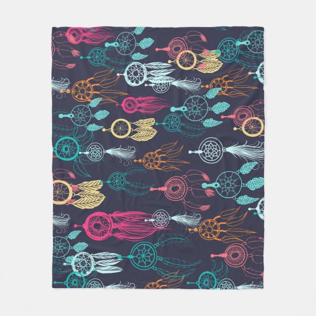 Couverture Polaire Doodle ethnique rétro : Collection Dreamcatcher (Devant)
