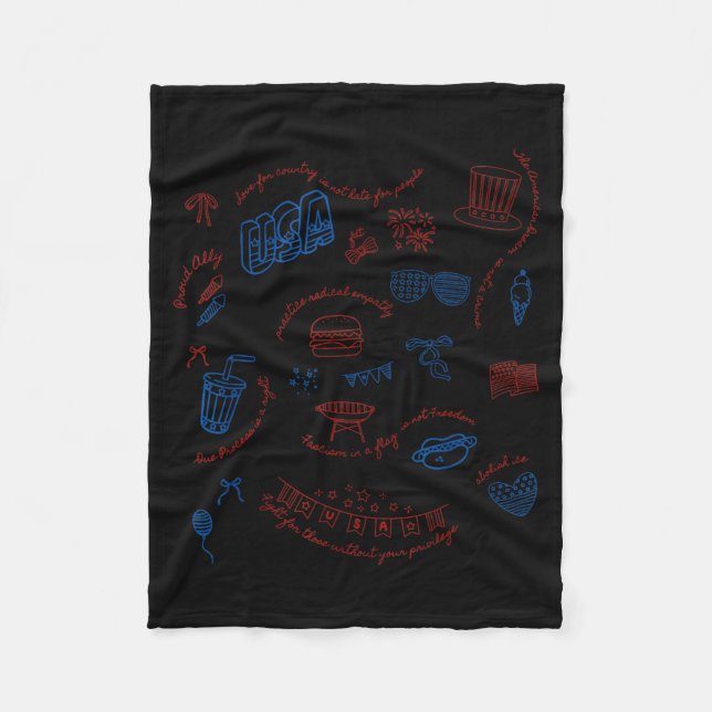 Couverture Polaire Doodle Libéral du 4 Juillet Secret Subtil (Devant)