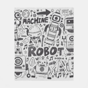 Couverture Polaire doodle robot élément, illustrateur ligne outils ti