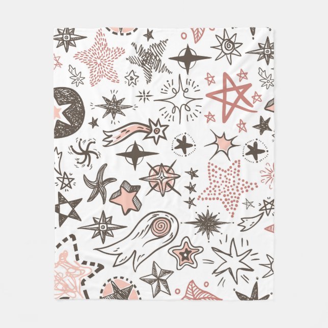 Couverture Polaire Doodles cosmiques : Étoiles et comètes (Devant)
