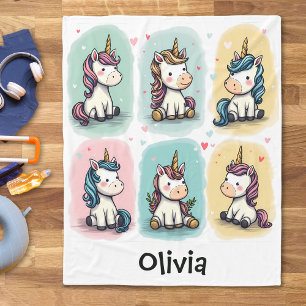 Couverture Polaire Doodles de licorne mignons