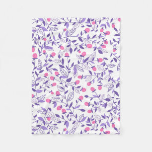 Couverture Polaire Doodles floraux rose et violet