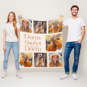 Couverture Polaire Dorm Sweet Dorm Photo Collage Numéro de chambre Or