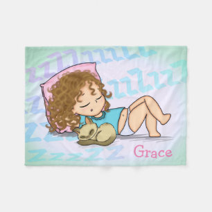 Couverture Polaire Dormir la fille avec chat