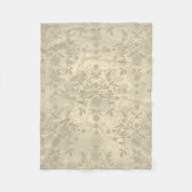 Couverture Polaire Double Floral Damas Neutre Crème Chaude Tan (Devant)