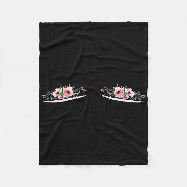 Couverture Polaire Double Mastectomie cicatrices Avec Fleurs Cancer D (Devant)