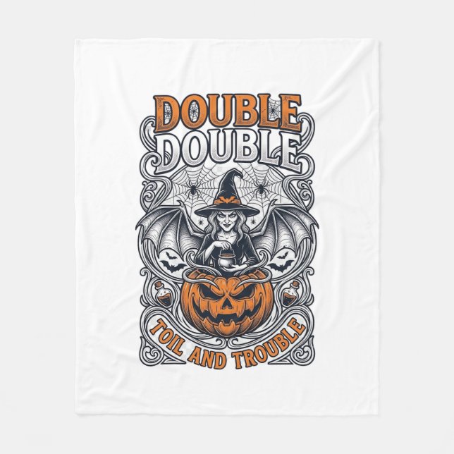 Couverture Polaire Double peine Malheur Sorcière Citrouille Halloween (Devant)