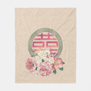 Couverture Polaire Double symbole de bonheur sur le motif doux de