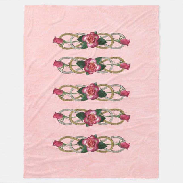 Couverture Polaire Doubles roses d'or d'argent d'infini + votre (Devant)