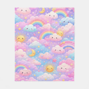 Couverture Polaire Douce Crèche Nuage Arc-en-Ciel Ciel Pastel Rêveur