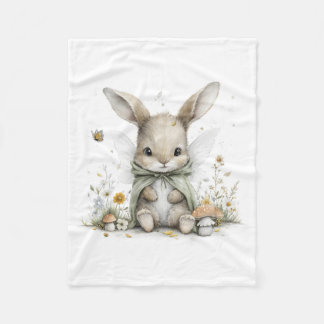 Couverture Polaire Douce illustration de lapin fée à l'aquarelle