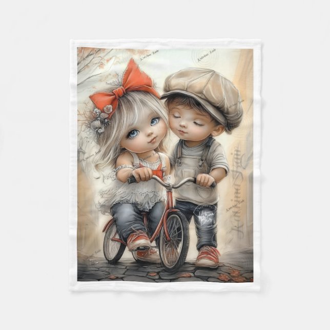 Couverture polaire douce pour enfants à vélo (Devant)