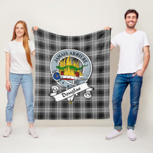 Couverture Polaire Douglas Grey Clan Badge Tartan Plaid