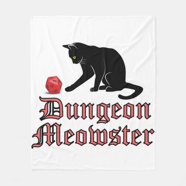 Couverture Polaire Doungeon Meowster Drôle RPG Chat avec dés (Devant)