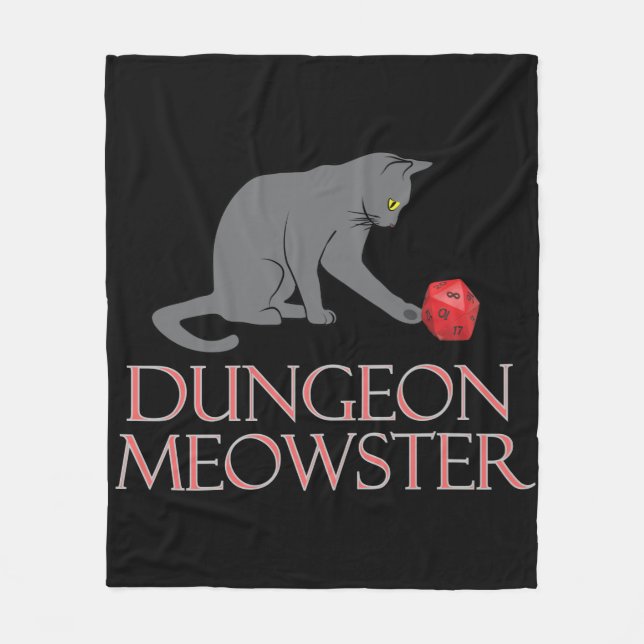 Couverture Polaire Doungeon Meowster Drôle RPG Chat avec dés (Devant)