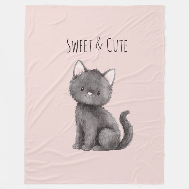 Couverture Polaire Doux Chat Gris Mignon (Devant)