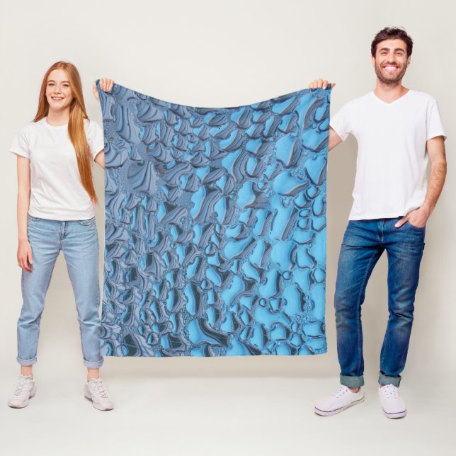 Couverture Polaire Doux gouttes de pluie sur verre bleu (En situation)