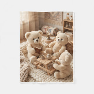 Couverture Polaire Doux ours en peluche jouant dans une pièce confort