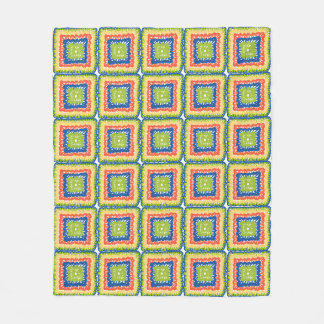 Couverture Polaire Doux Retro Moderne Carré de Grand-mère Jaune Citro