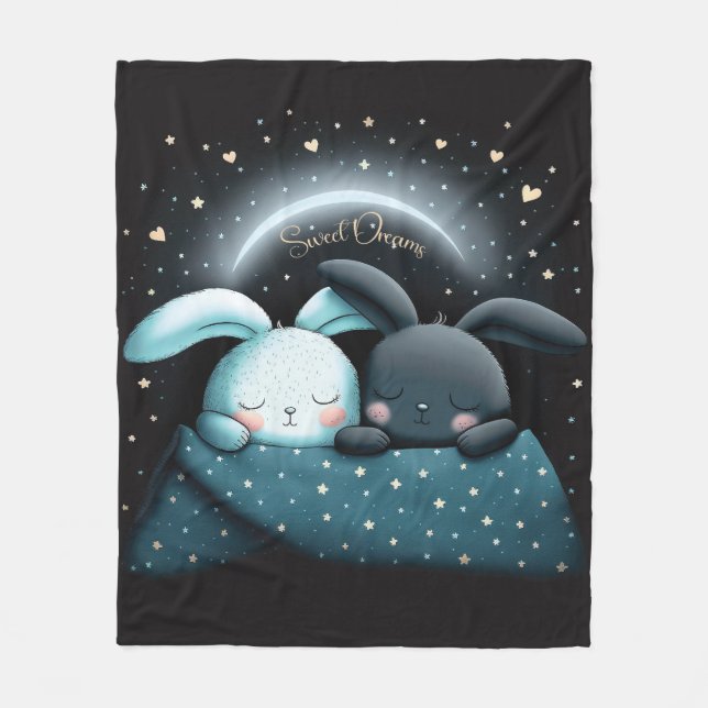 Couverture Polaire Doux Rêves Mignon Design Lapin (Devant)
