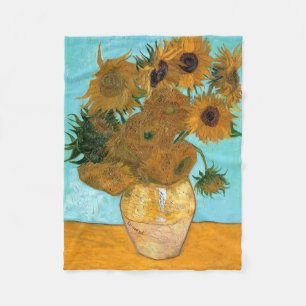 Couverture Polaire Douze tournesols dans un vase (peinture à vie mort