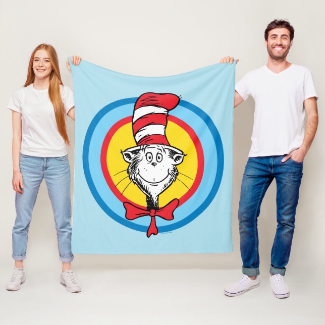 Couverture Polaire Dr. Seuss | Graphisme de tête de Chat dans le Chap (En situation)
