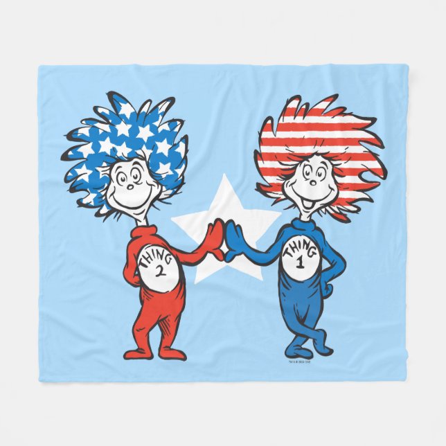 Couverture Polaire Dr Seuss | Une chose Deux graphiques patriotiques (Devant (Horizontal))