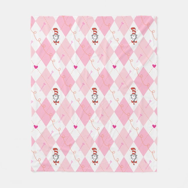 Couverture Polaire Dr Seuss Valentine| Jacquard rose Le chat dans le  (Devant)