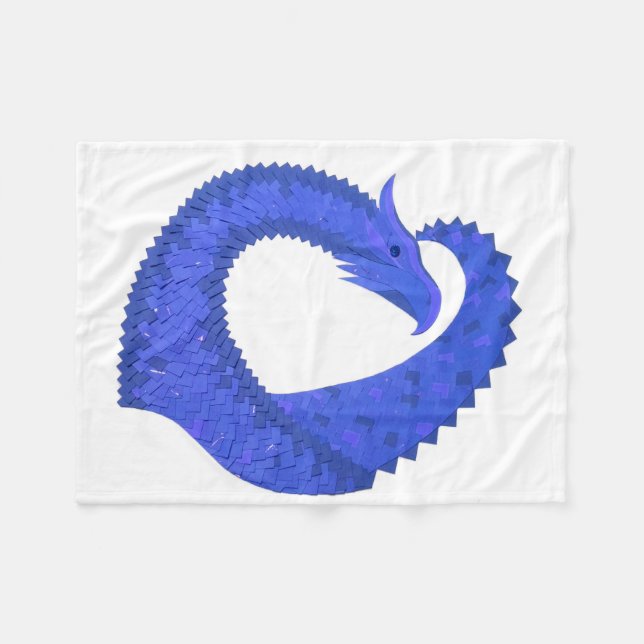 Couverture Polaire dragon à coeur bleu sur fond blanc (Devant (Horizontal))