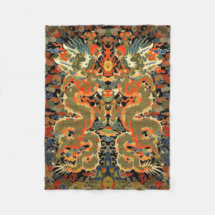Couverture Polaire Dragon asiatique chinois Art coloré