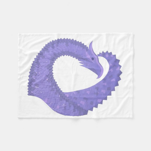Couverture Polaire dragon au cœur de pervenche sur fond blanc (Devant (Horizontal))