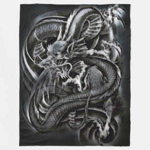 Couverture Polaire Dragon chinois d'ombre
