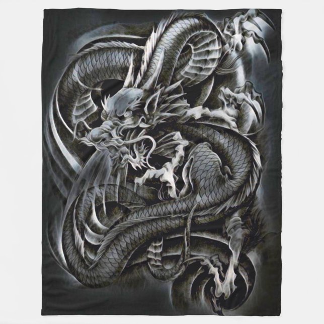 Couverture Polaire Dragon chinois d'ombre (Devant)