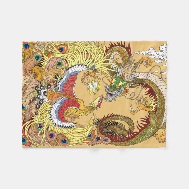 Couverture Polaire Dragon chinois et phoenix (Devant (Horizontal))