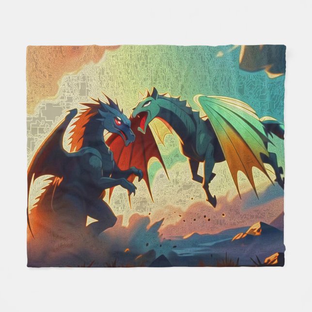 Couverture Polaire Dragon contre Pégase  (Devant (Horizontal))