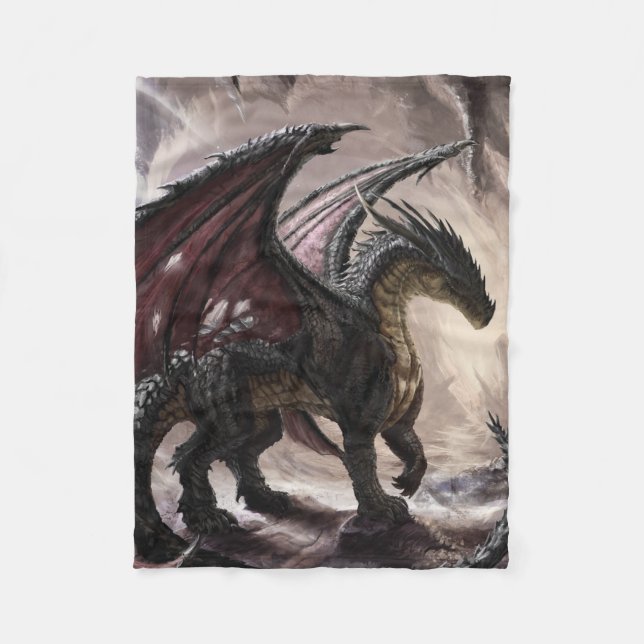 Couverture Polaire Dragon Dans La Grotte (Devant)