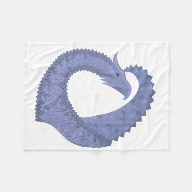 Couverture Polaire Dragon de coeur gris bleu sur blanc (Devant (Horizontal))